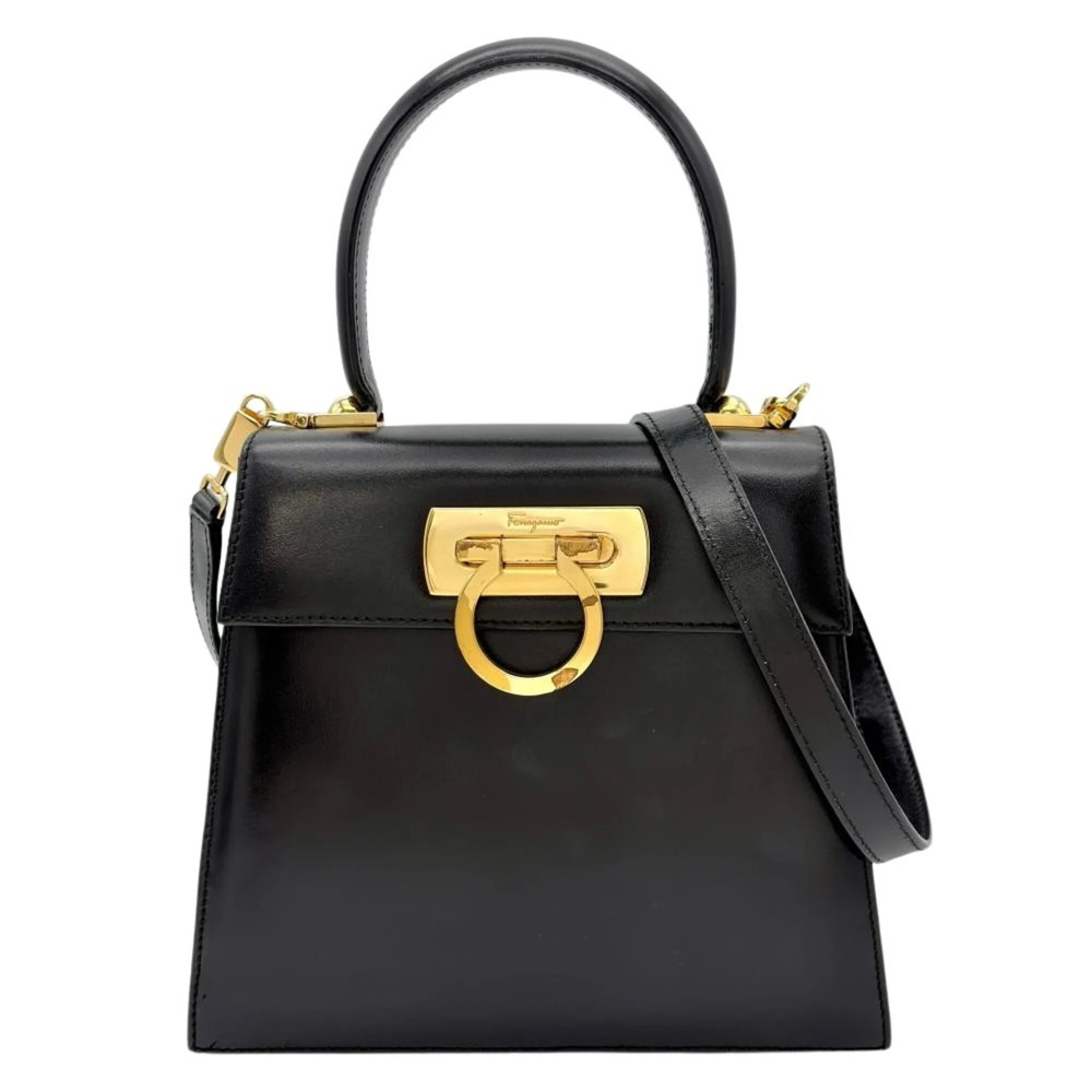 Salvatore Ferragamo Ferragamo Gancini Top Handle Handbag, 2-Way, Leather, AQ-...